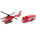 Zestaw Autek Straż Pożarna Naciąg Helikopter Czerwony