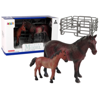 Zestaw 2 Figurek Konie Zagroda Figurka Koń Źrebak