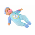 Lalka Bobas Dźwięk Smoczek Śliniaczek Niebieska Piżama Kotek