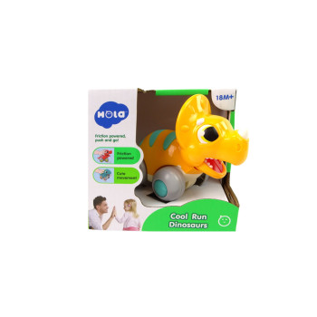 Dinozaur Na Kółkach Żółty Triceratops Figurka