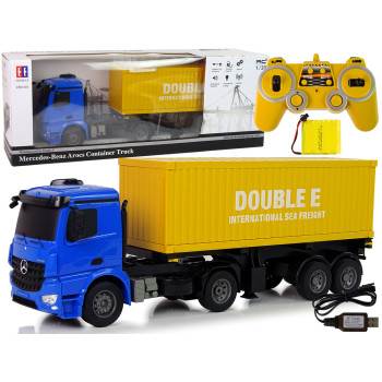 Duża Ciężarówka R/C Mercedes Arocs Niebieska 1:20 Kontener 58 cm Długości