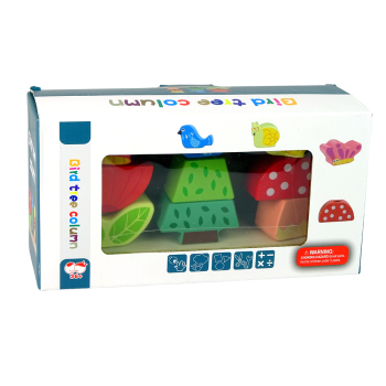 Drewniane Klocki Układanka Kwiat Motyl Ptak