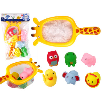 Zestaw do Kąpieli Zwierzątka Gumowe Siatka Żyrafa