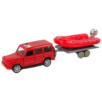 Zestaw Pojazdów Straż Pożarna Naciąg Motorówka Czerwony