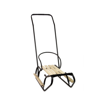 Sanki Metalowe z Pchaczem Oparcie Pasek Czarne