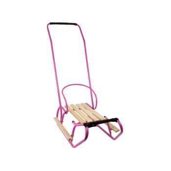 Sanki Metalowe z Pchaczem Oparcie Pasek Różowe
