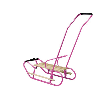 Sanki Metalowe z Pchaczem Oparcie Pasek Różowe