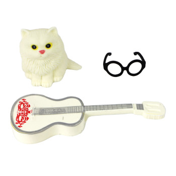 Lalka Dla Dzieci Emily z Gitarą Okulary Długie Blond Włosy Kotek