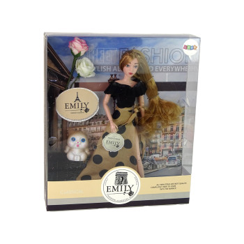 Lalka Emily z Kotkiem Różami Długie Włosy