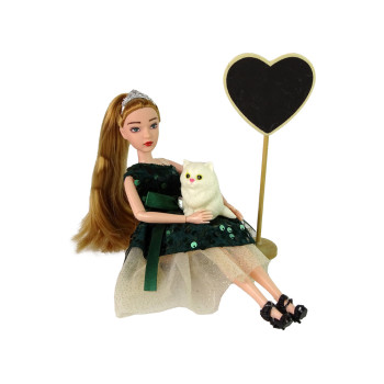 Lalka Dla Dzieci Emily Drewniane Serce Biały Kotek