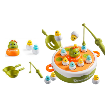 Gra Łowienie Dinozaurów Wędki Przybory Drewniana Zielona