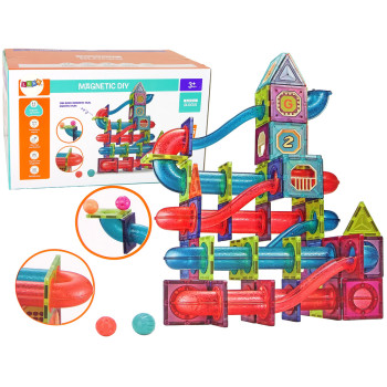 Magnetyczne Klocki Bloczki 145 Elementów 3D Zjeżdżalnia Dla Piłek