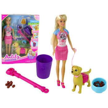 Zestaw Lalki z Pieskiem i Karmą