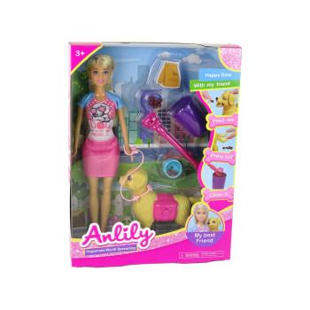 Zestaw Lalki z Pieskiem i Karmą