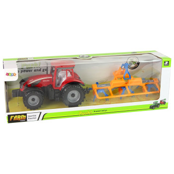 Czerwony Ciągnik ze Zgrabiarką Napęd Frykcyjny