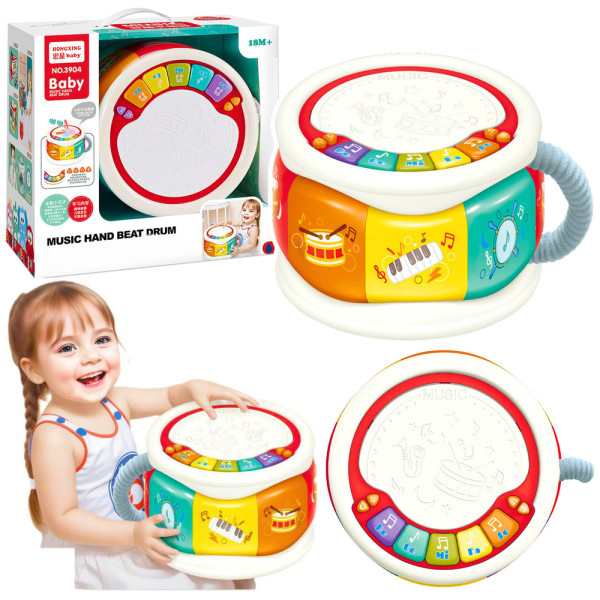 Duży Interaktywny Bębenek Edukacyjny Dla Malucha Kolorowy