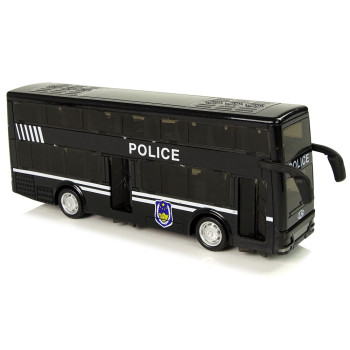 Autobus Policyjny Dwupiętrowy Czarny z Napędem Frykcyjnym