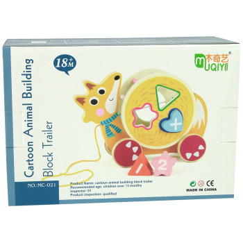 Krokodyl  Zielony Do Ciągnięcia Na Kółkach Sorter Klocki Drewniane