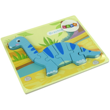 Drewniane Puzzle Dinozaur Brachiosaur Niebieski