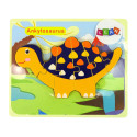 Drewniane Puzzle Dinozaury Triceratops Ankylosaurus Pomarańczowy