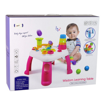 Interaktywny Stolik Edukacyjny Sorter Zjeżdżalnia Piłeczek Różowy