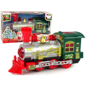Lokomotywa Świąteczna Światła Dźwięk Zielona Na Baterie