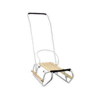 Sanki Metalowe z Pchaczem Oparcie Pasek Białe