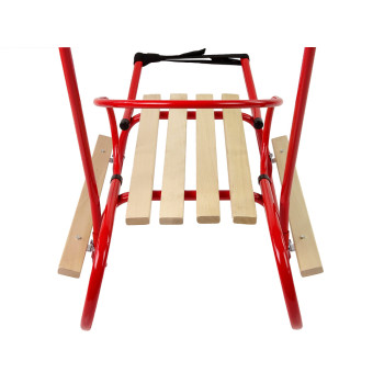 Sanki Metalowe z Pchaczem Oparciem Pasek Czerwone