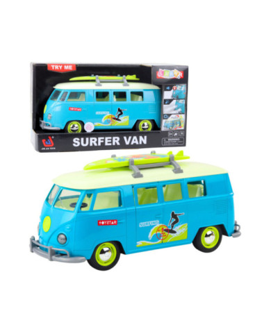 Samochód Surfer Van Bus Deska Surfingowa Światła Dźwięki Turkusowy