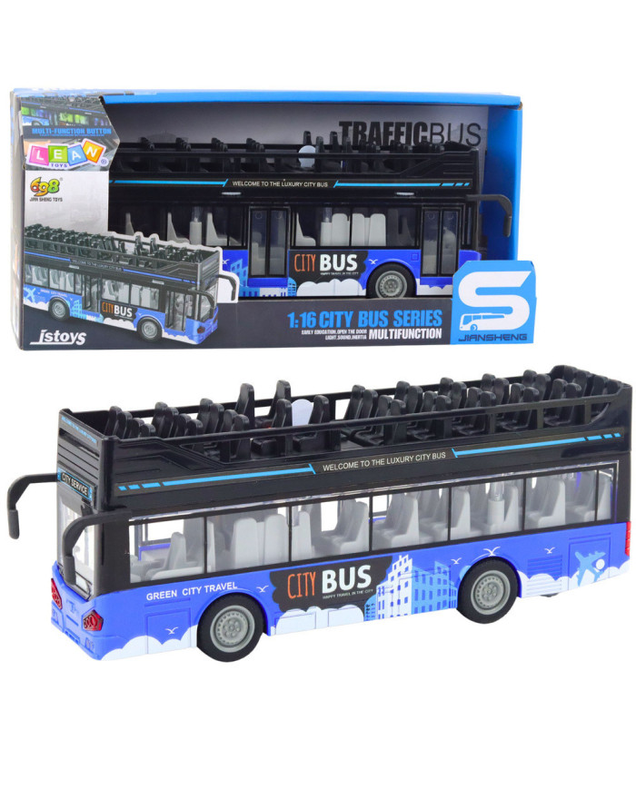 Autobus Miejski Piętrowy 1:16 Napęd Światła Dźwięki Niebieski