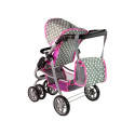 Wózek Dla Lalek Spacerówka 2 w 1 Gondola Torba Różowy Gwiazdki