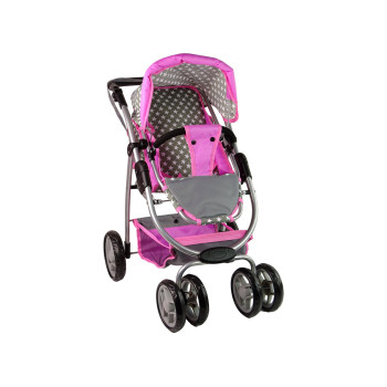 Wózek Dla Lalek Spacerówka 2 w 1 Gondola Torba Różowy Gwiazdki