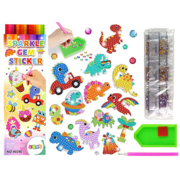 Zestaw Naklejek Haft Diamentowy Dinozaury Mozaika