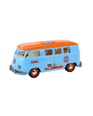 Samochód Retro Van Bus Światła Dźwięki Otwierane Drzwi Niebieski