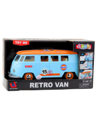 Samochód Retro Van Bus Światła Dźwięki Otwierane Drzwi Niebieski