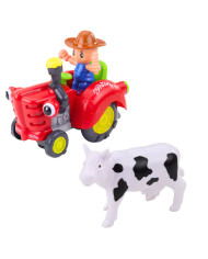 Traktor Farmera Interaktywny Z Przyczepką Figurka Krowy Światła Dźwięki
