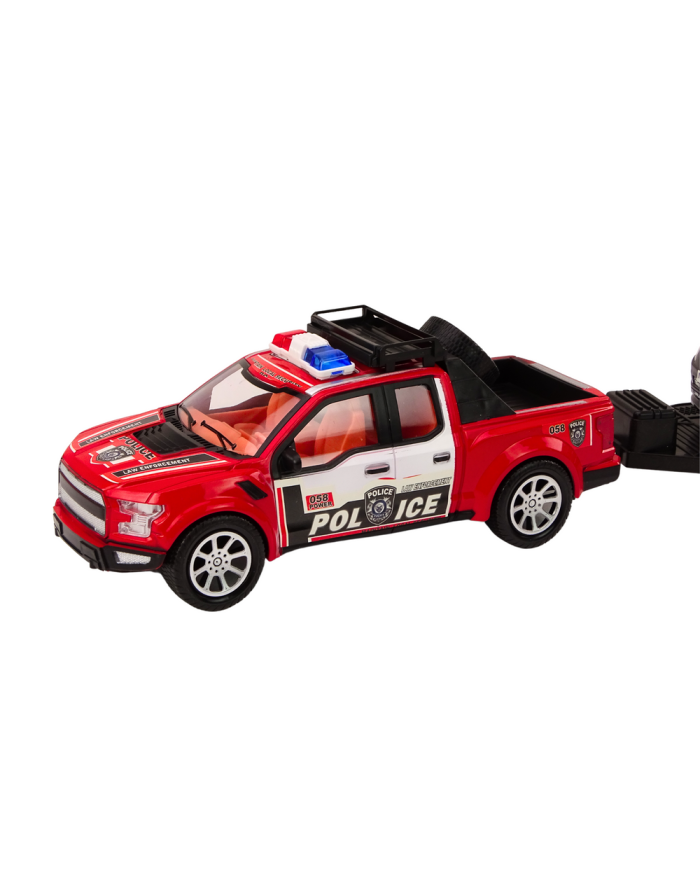 Auto Pickup Policyjne Z Lawetą Naczepą Auto Terenowe Zestaw Policja