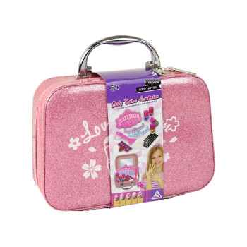 Zestaw do Malowania Paznokci w Walizce Różowa Brokat