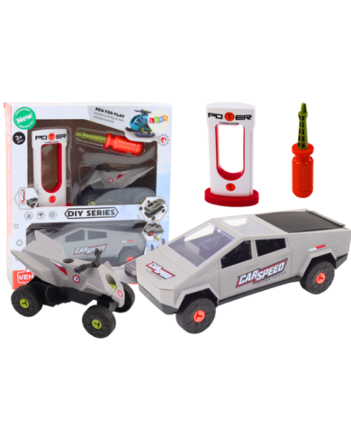 Zestaw Nowoczesne Auto z Quadem Do Rozkręcania DIY Szary