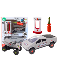 Zestaw Nowoczesne Auto z Quadem Do Rozkręcania DIY Szary