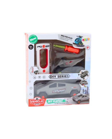 Zestaw Nowoczesne Auto z Quadem Do Rozkręcania DIY Szary