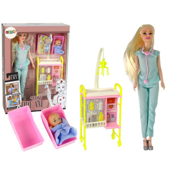 Lalka Dla Dzieci Lekarz Długie Włosy Akcesoria