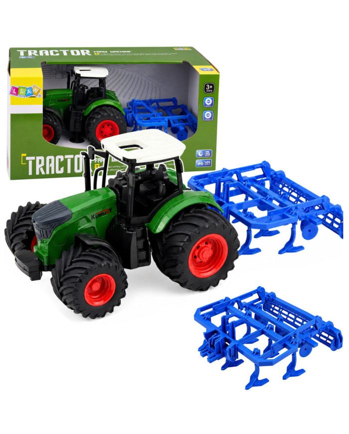 Traktor Rolniczy Farmerski Z Kultywatorem Agregat Uprawowy Zielony 1:24