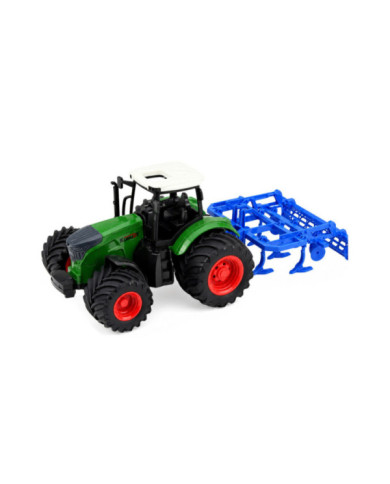 Traktor Rolniczy Farmerski Z Kultywatorem Agregat Uprawowy Zielony 1:24