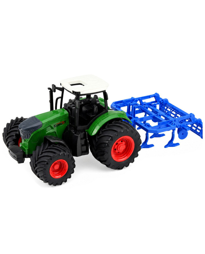 Traktor Rolniczy Farmerski Z Kultywatorem Agregat Uprawowy Zielony 1:24