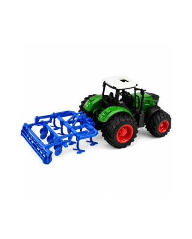 Traktor Rolniczy Farmerski Z Kultywatorem Agregat Uprawowy Zielony 1:24