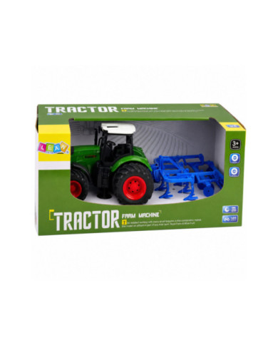 Traktor Rolniczy Farmerski Z Kultywatorem Agregat Uprawowy Zielony 1:24