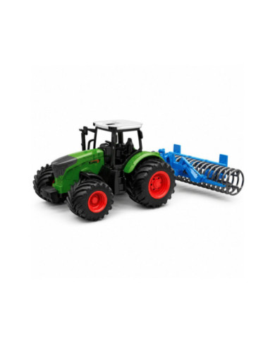 Traktor Rolniczy Farmerski Gospodarski z Wałem Uprawowym Zielony 1:24