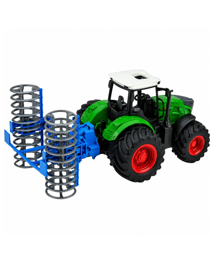 Traktor Rolniczy Farmerski Gospodarski z Wałem Uprawowym Zielony 1:24