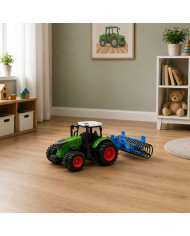 Traktor Rolniczy Farmerski Gospodarski z Wałem Uprawowym Zielony 1:24
